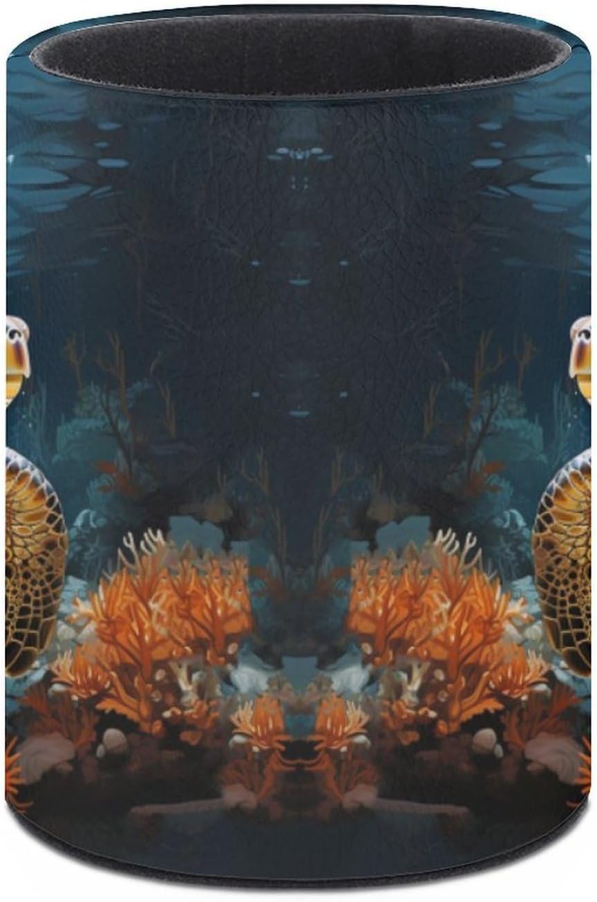 Sea Turtle Pen Holder Pencil Organizer Cute Pencil Cup Desk Decor Makeup Brush Holder PU Multifunctional Office Suppliesfor Home Classroom School