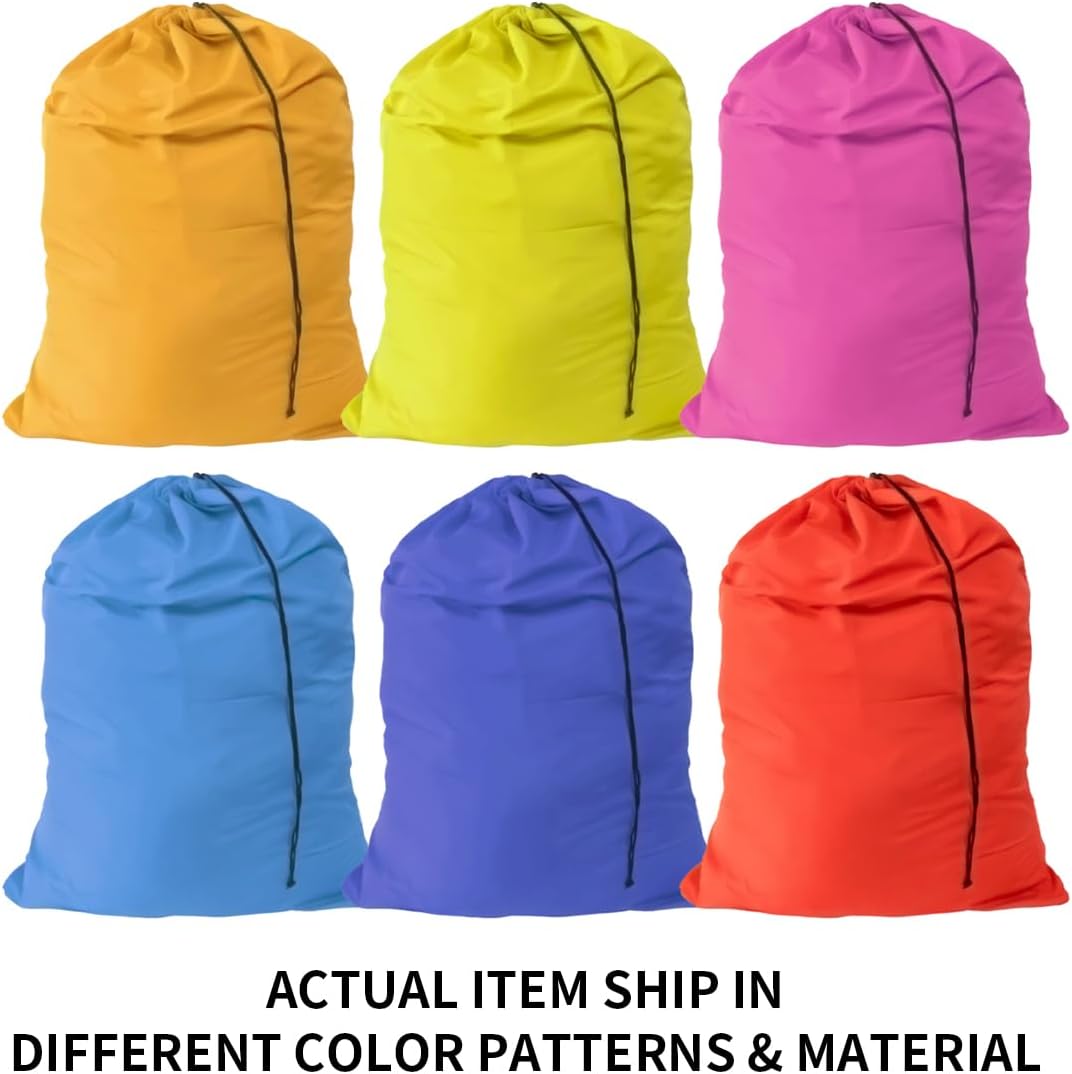 Extra Large Laundry Bag 6 Pack, Varied Colors, Travel Laundry Bags with Drawstring Closure, 30"x40", for college, dorm and apartment dwellers (6PCS)