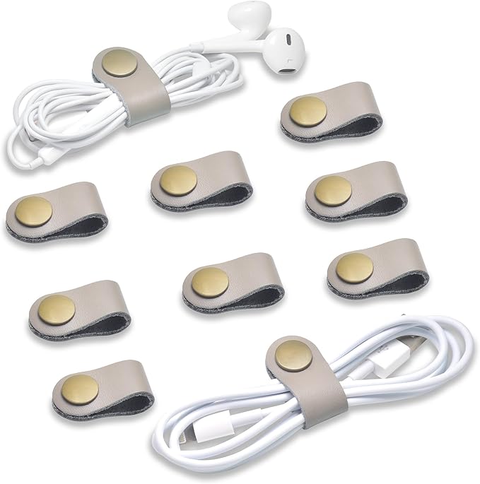 CAILLU Stocking Stuffers for men 10 Pack Cord Organizer,Cord Holder,Cable Clips Leather,Cable Organizer USB Holder,Wire Organizer,Cord Keeper,Ties Mens Cord Organizer Stocking Stuffers