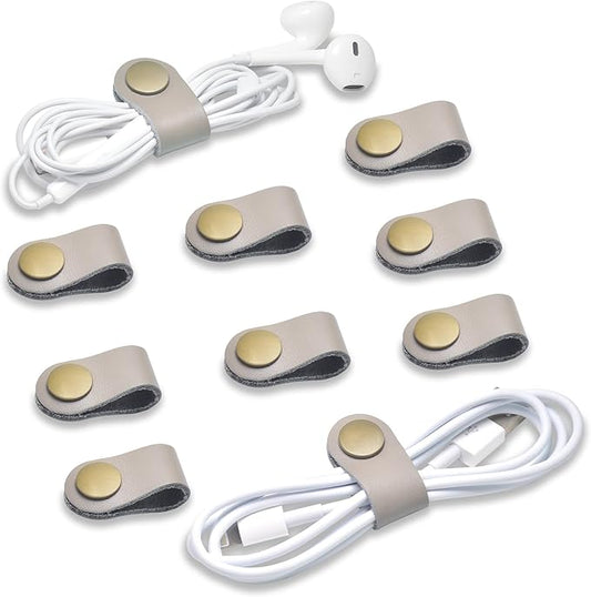 CAILLU Stocking Stuffers for men 10 Pack Cord Organizer,Cord Holder,Cable Clips Leather,Cable Organizer USB Holder,Wire Organizer,Cord Keeper,Ties Mens Cord Organizer Stocking Stuffers