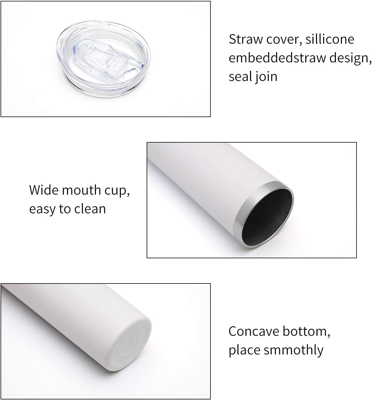 HASLE OUTFITTERS 20 oz Skinny Tumblers Bulk Set, Stainless Steel Insulated Slim Tumblers with Lids, Reusable Double Wall Travel Coffee Mugs, Durable Powder Coated Travel Water Cups(White, 12)