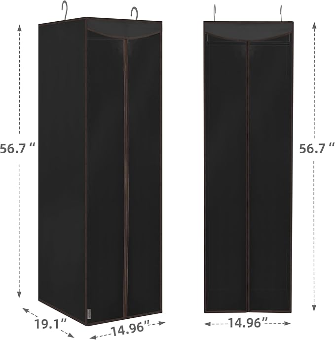 STORAGE MANIAC 2-Pack Hanging Garment Bag Zipper Cover with Sealed Clear Window, Long Garment Cover for Closet Storage Wardrobe Clothes Protector, Large Garment Storage Bag for Dresses,Suits, Black