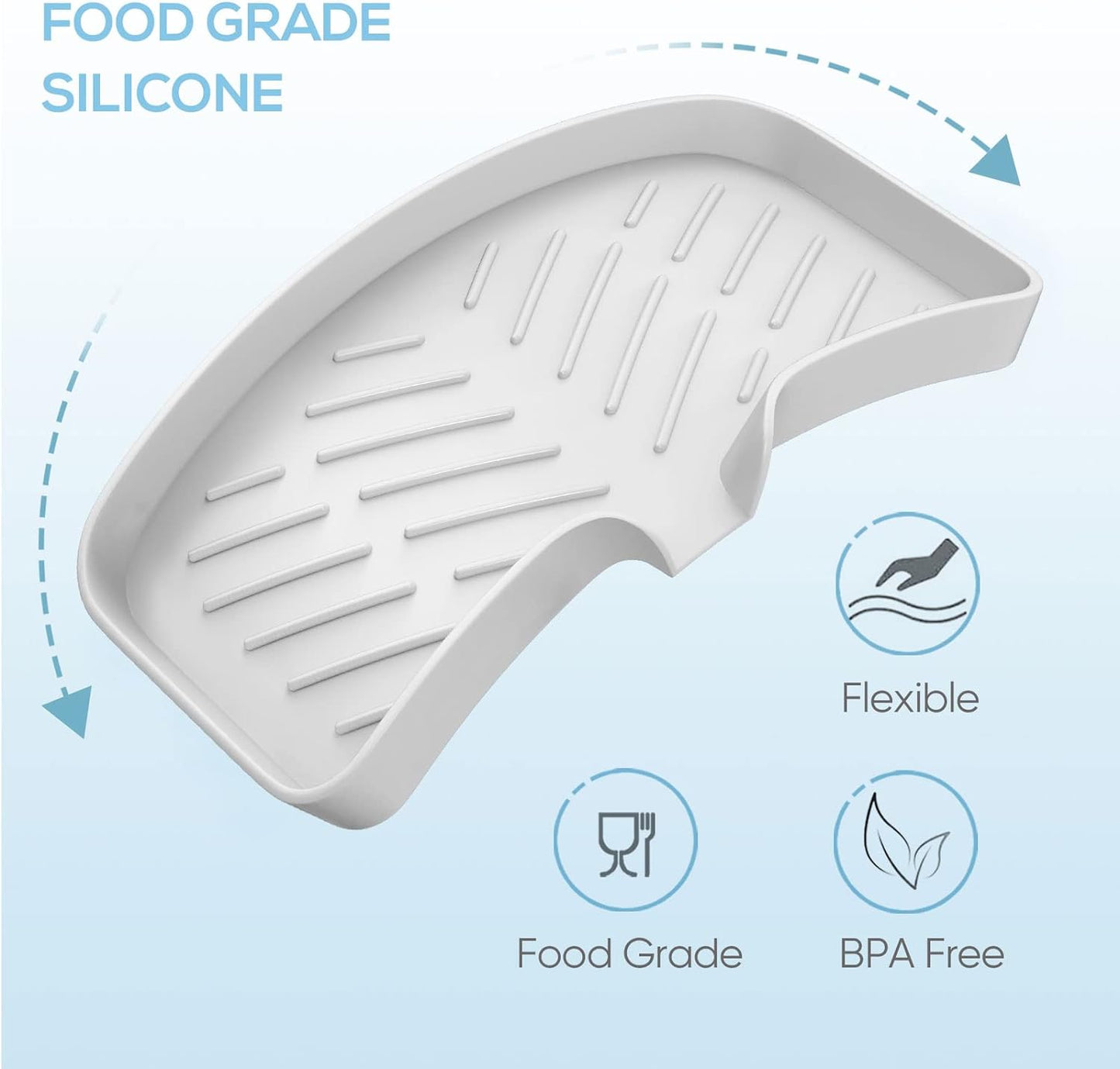 Kitchen Sink Tray,3 Pcs Silicone Sponge Holder for Kitchen Sink Organizer, Kitchen Soap Tray Self Draining Soap Dish for Bathroom