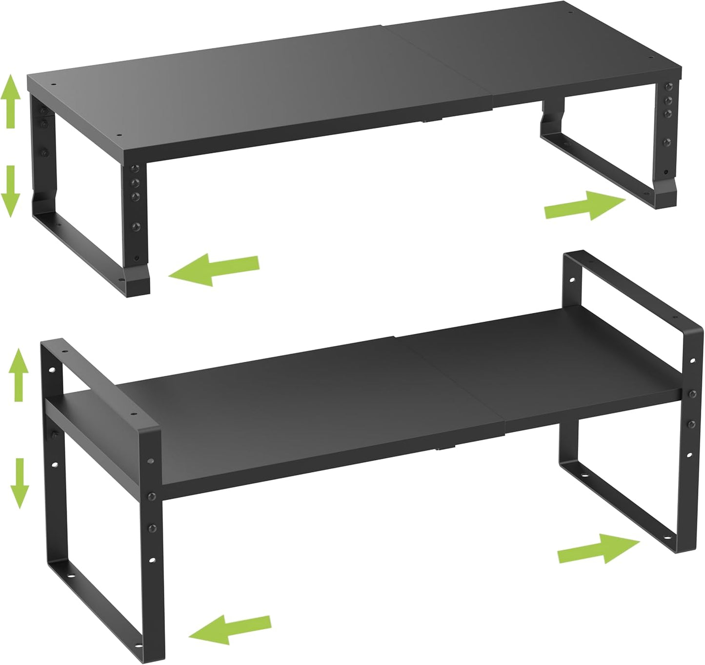 Expandable,Stackable Spice Rack,Seasoning Organizer and Storage,Spices Jar Racks for Cabinet,Countertop, Metal Pantry, Cupboard,Laundry Storages,Heavy Duty(2 PACKS/MEDIUM/BLACK)