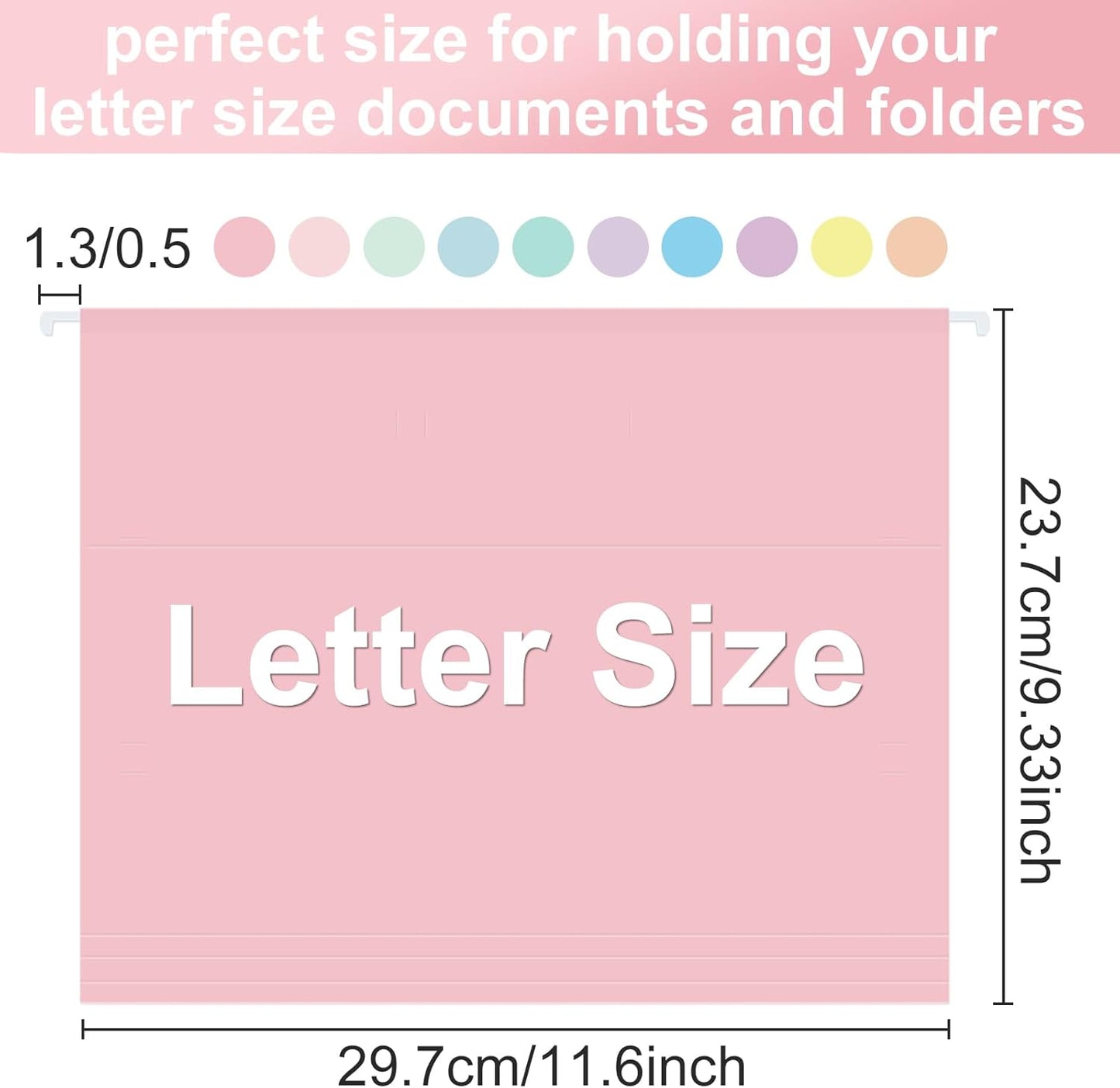 Hanging File Folders, 60 Pack Letter Size Hanging File folders with 1/5-cut Tabs, Stay Organized for Your Home and Office Bulk File, Documents and Paper, Macaron 10 Colors