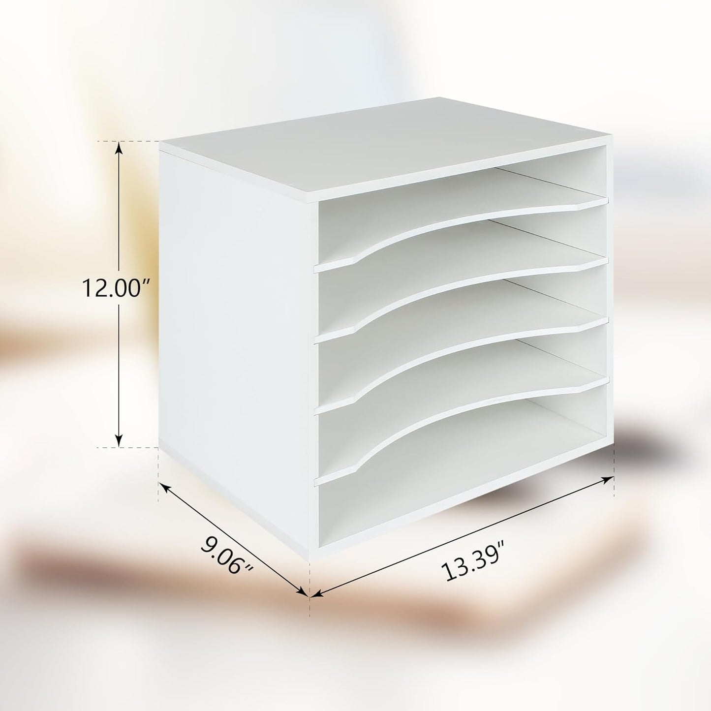 EMERIT Paper Organzier Wood Desktop Organizer Storage Letter Tray File Sorter with Adjustable Shelves for Home Office