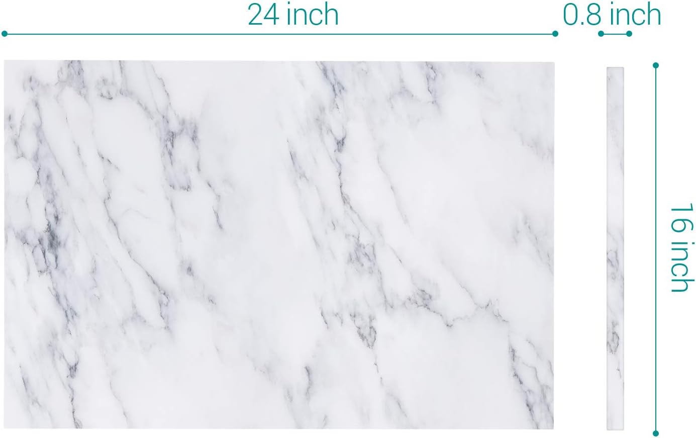 Navaris Magnetic Dry Erase Board - 16 x 24 inches Decorative White Board for Wall with Design, Includes 5 Magnets and Marker - White Marble