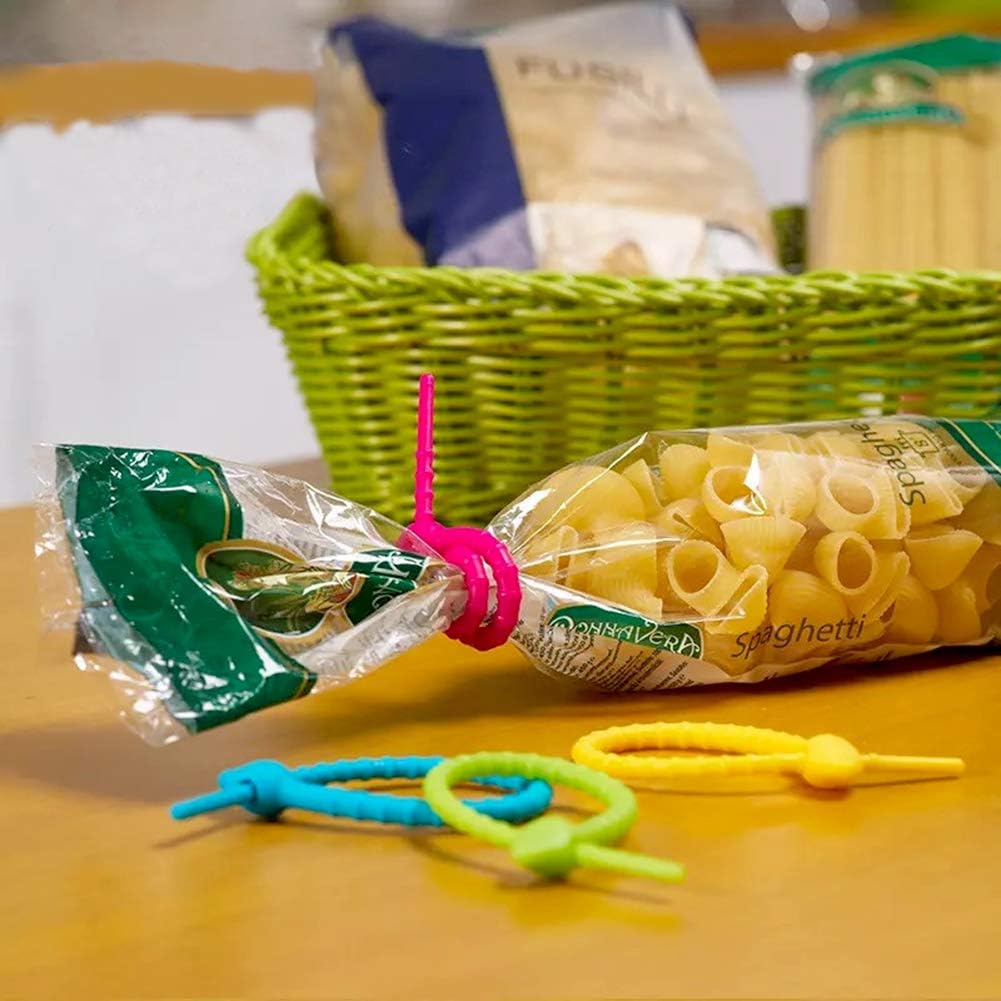 21 Pcs Colorful Silicone Ties Bag Clip, 8.26 Inch Reusable Rubber Zip Ties for Cord&Cable, Multi Purpose Twist Ties, Food Sealing Tie, Cable Strap Cord Organizer, Household Snake Strap