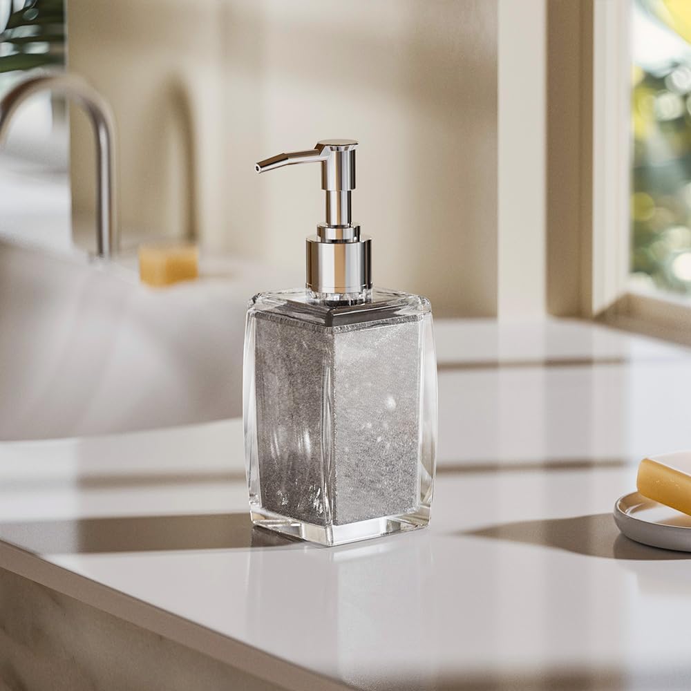 White Soap Dispenser with Refillable Plastic Pump for Bathroom Sink or Kitchen Counter, Ideal for Hand Soap, Liquid Soap, Dish Soap, or Lotion Use