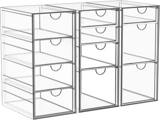 Arcylic Makeup Organzier with 11 Drawers, Clear Storage Drawers, Bathroom Makeup Organizer for Palettes, Cosmetic, and Beauty Supplies,Ideal for Vanity, Cabinet,Desk Organization