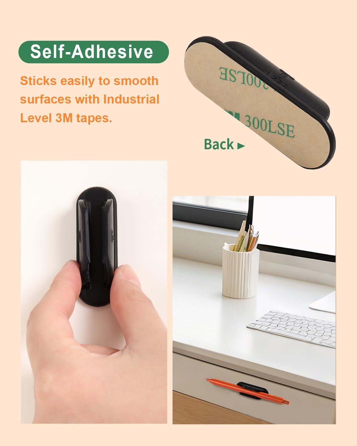 Adhesive Pencil Holders for Desk Set of 20 - Silicone Pen Holder with Upgraded Acrylic Adhesive Pads - Flexible Desk Pencil Holder for Class Office Essentials Accessories, Teacher Supplies