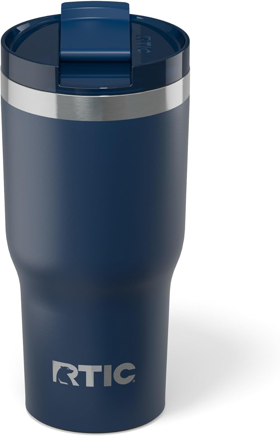 RTIC 20oz Essential Tumbler with Lid, Ceramic Lined, Insulated, Stainless Steel, Metal, Double Wall Vacuum-Insulation, Travel Cup for Iced Coffee, Tea, Hot and Cold Drink, Navy