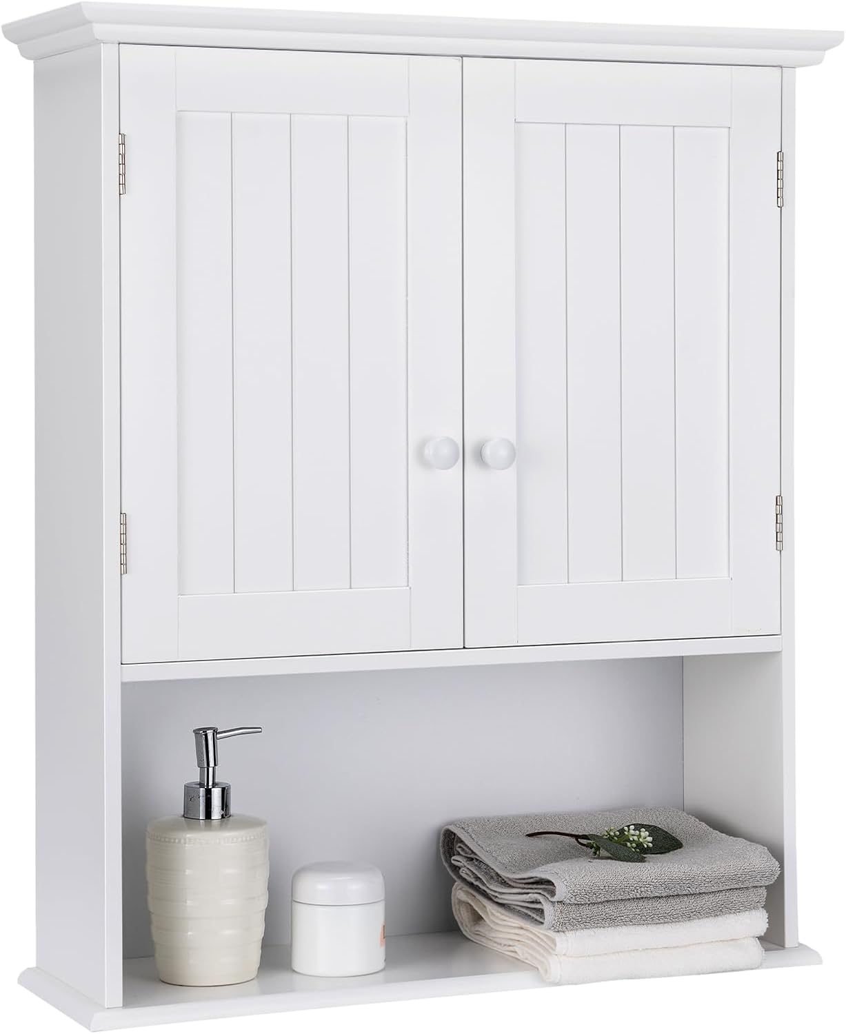 Giantex Medicine Cabinets, Wall Mounted Bathroom Cabinet with Adjustable Shelf, 2-Door, Bathroom Storage Cabinet Over The Toilet, Living Room, Kitchen, Laundry Room, Cupboard (White)