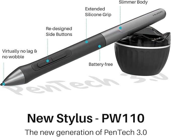 2023 HUION Inspiroy 2 Large Drawing Tablet, 10x6inch Art Tablet with Scroll Wheel 3-Set 8 Customized Keys Battery-Free Stylus, Graphics Tablet for Drawing, Design, Work with Mac, PC & Mobile, Black