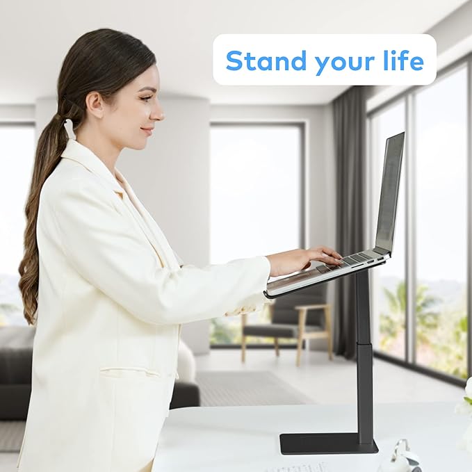 Laptop Stand for Desk, Ergonomic Aluminum Laptop Stand Adjustable Height from 7-15", Sitting and Standing Laptop Riser for 10-17" Notebook (Black)