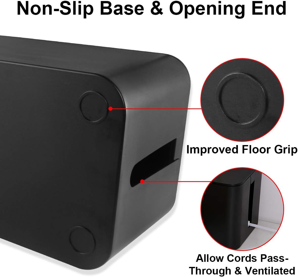 DUNCHATY 3 Pack Cable Organizer Box with Large, Medium, Small Cord Hider Box Safe ABS Material for Cover and Hide TV Wires, Computer, Router, USB Hub and Under Desk Power Strip&Cords