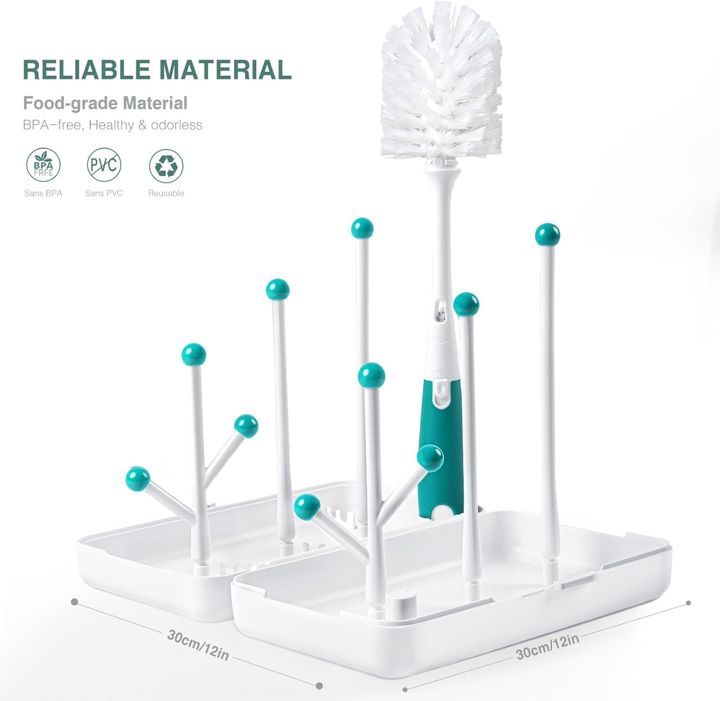 Termichy Travel Baby Bottle Drying Rack, Compact Size with Large Capacity for Working Mom, Visit Families, Friends or Camping with Baby Teal