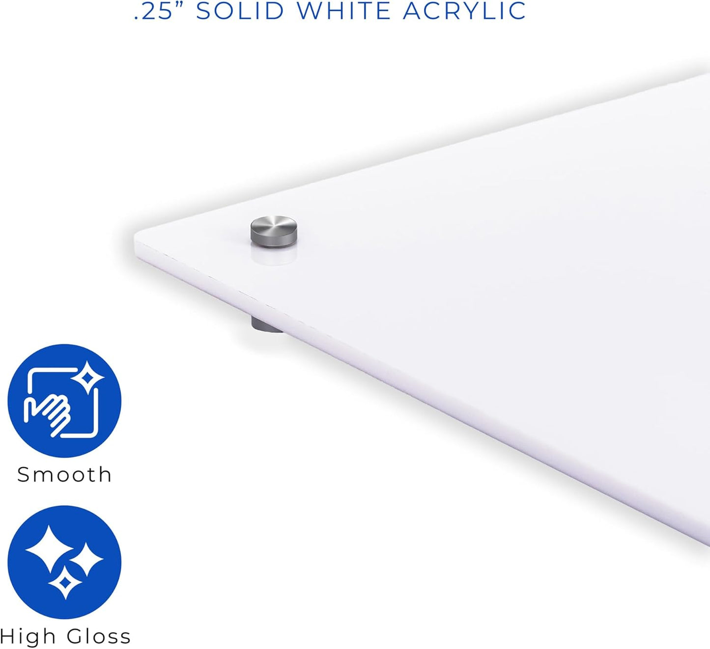 18x24 Dry Erase Board for Wall - with .25 White Acrylic and Satin Stand Off Finish - Perfect Whiteboard for Office, Home, Classroom - Durable and Stylish .25 White Acrylic Dry Erase Board