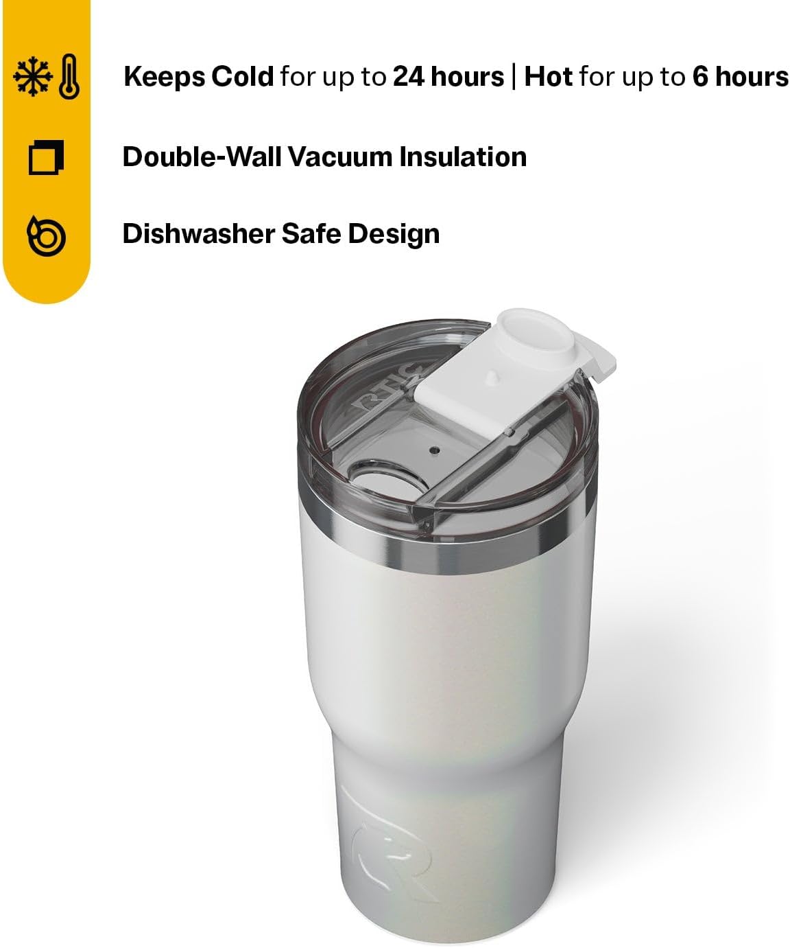 RTIC 20oz Essential Tumbler with Lid, Ceramic Lined, Insulated, Stainless Steel, Metal, Double Wall Vacuum-Insulation, Travel Cup for Iced Coffee, Tea, Hot and Cold Drink, Cool Grey Glitter