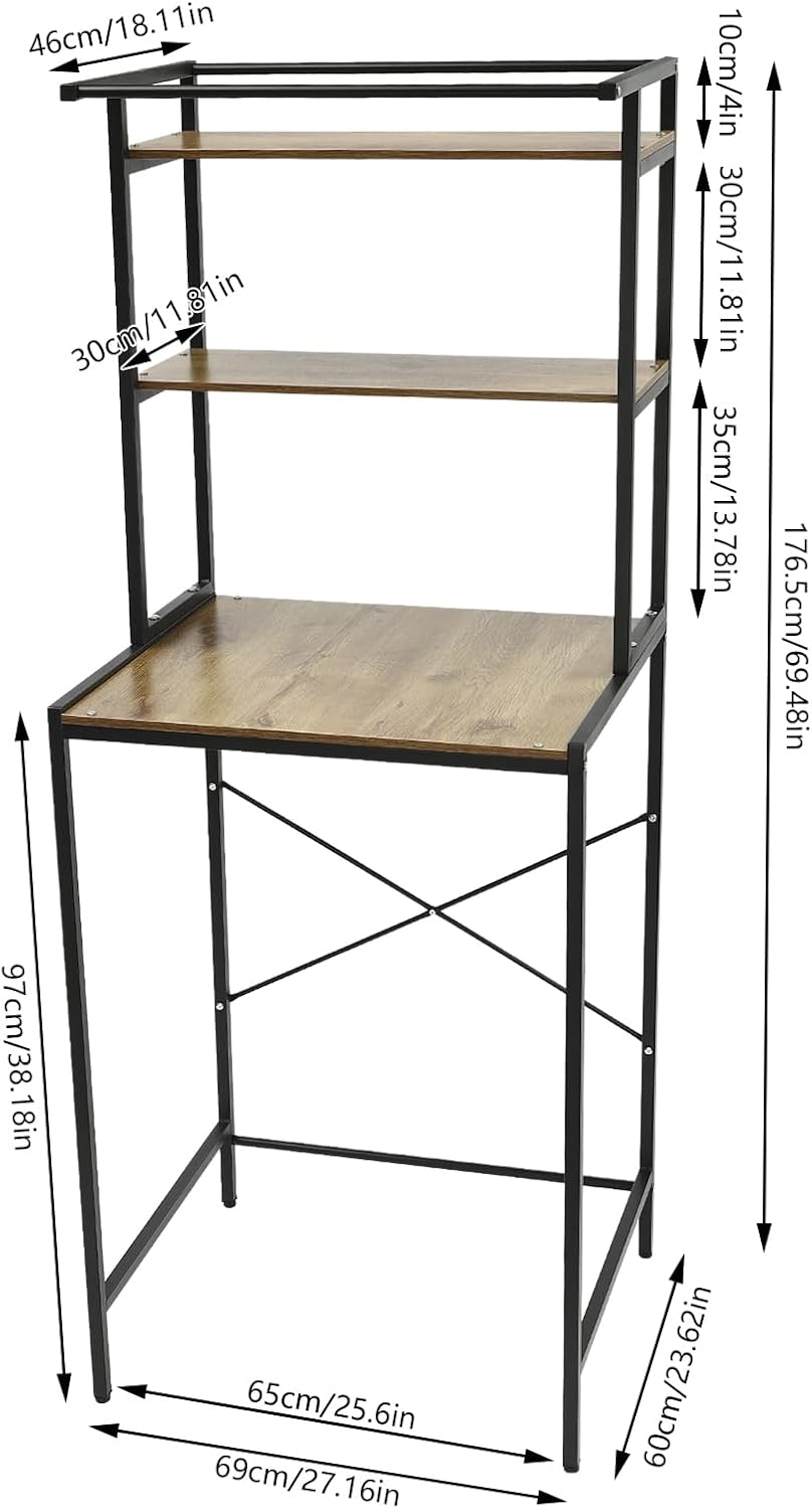 Gdrasuya10 3 Tier Over The Washer and Dryer Storage Shelf, Black Washing Machine Storage Utility Rack Freestanding Laundry Storage Shelf Organizer Space Save for Laundry Room Organization