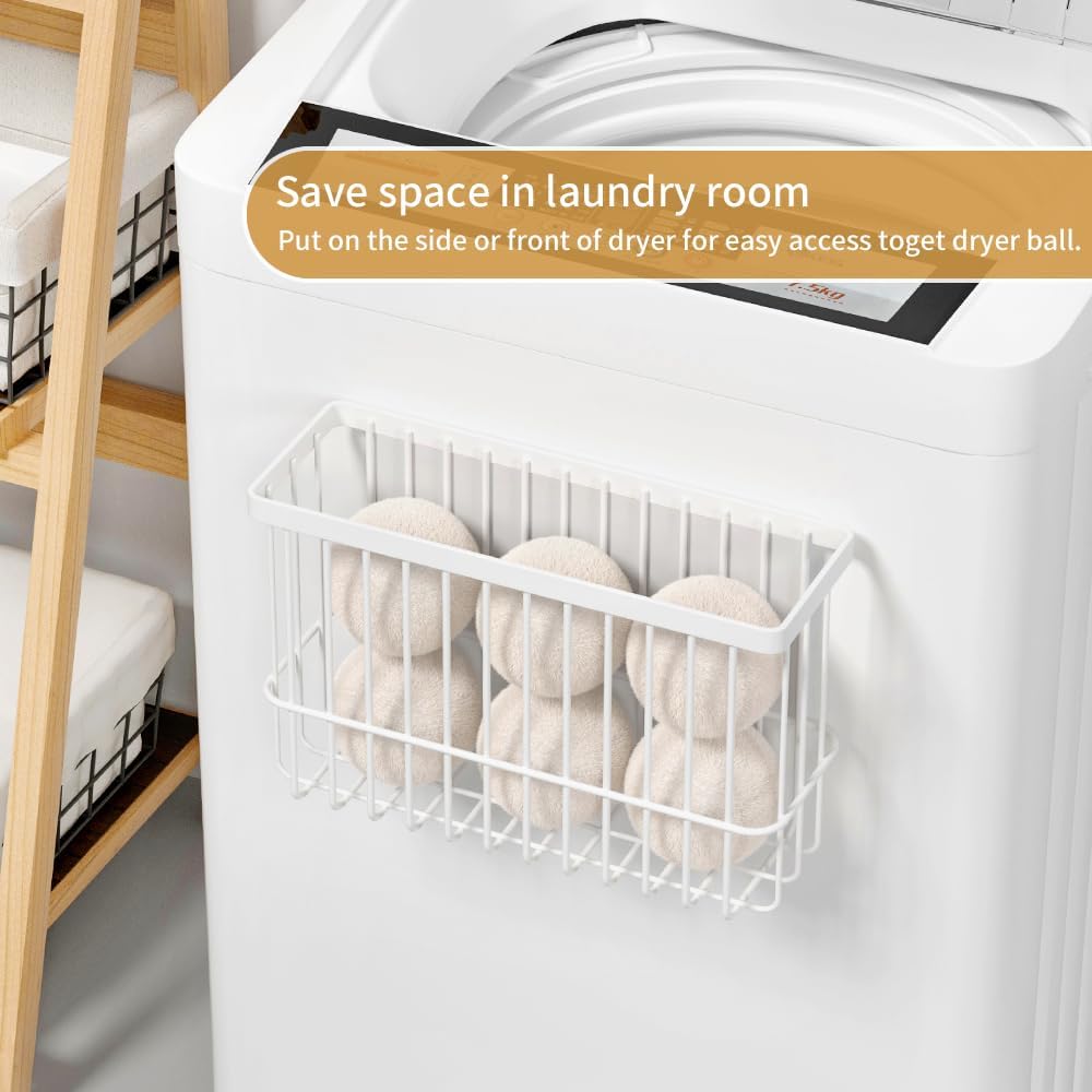 Magnetic Dryer Ball Holder for Laundry Room Organization and Storage, Magnetic Lint Bin for Laundry Room, Iron Dryer Ball Container for Laundry Room Storage (No Balls)