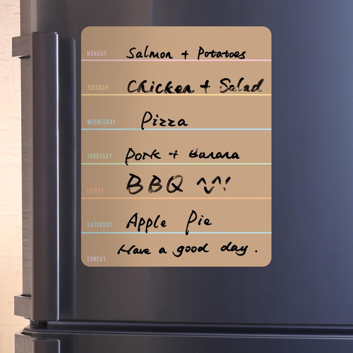 Outus 2 Pieces Magnetic Weekly Dry Erase Boards Erasable Weekly Calendars Whiteboard Planners with 2 Pieces Markers for Office School Supplies (Khaki Style)