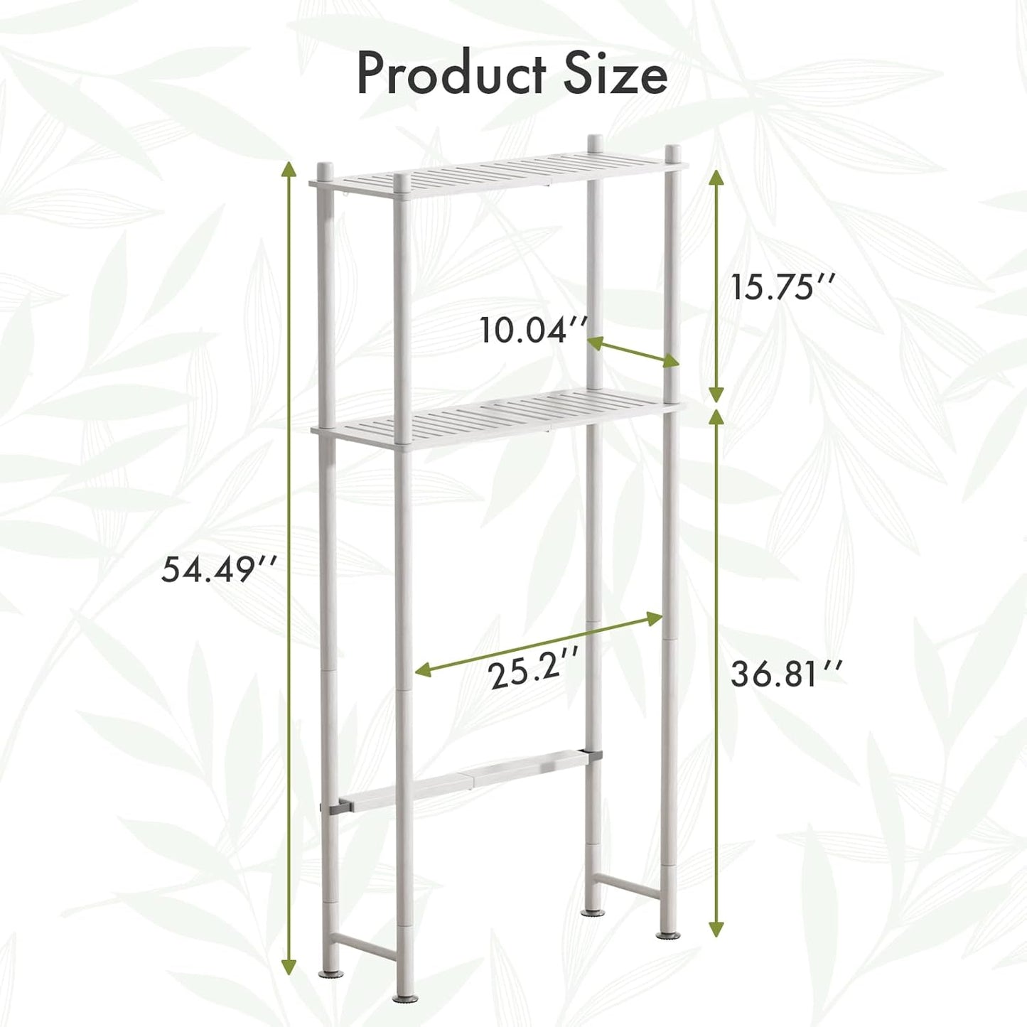 AmazerBath Bamboo Over The Toilet Storage Shelf, 2-Tier Over Toilet Bathroom Organizer Rack, Bathroom Shelves Over Toilet Space Saver, White