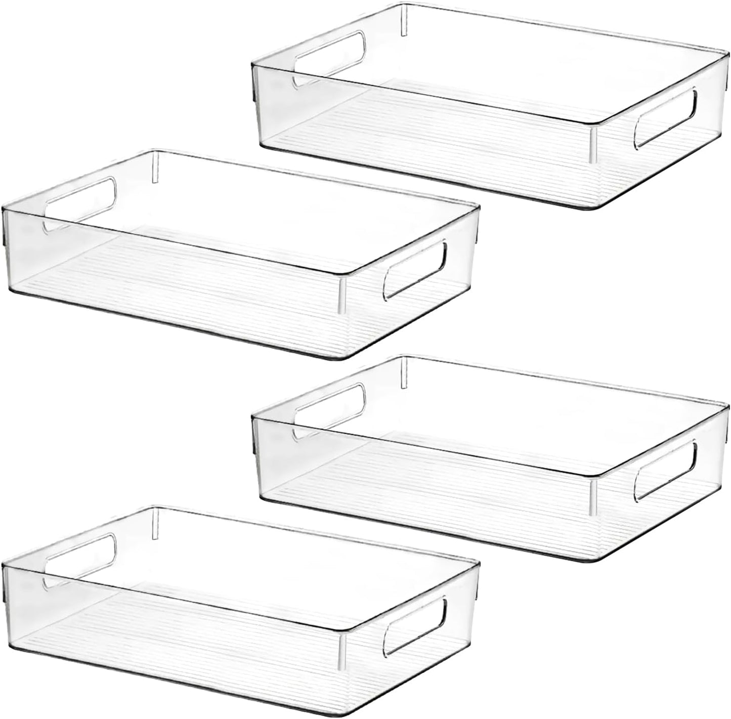 Large Clear Plastic Storage Bins, Pantry Organizers and Storage Containers Fridge Organizer Bins for Organizing Home Kitchen Under Sink Bathroom Refrigerator Freezer Laundry Room