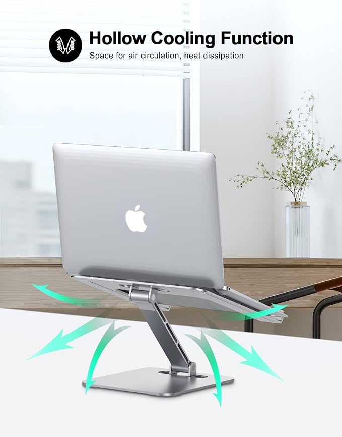 Foldable Laptop Stand, Height Adjustable Ergonomic Computer Stand for Desk, Aluminum Portable Laptop Riser Lecterns Holder Mount Compatible with MacBook Pro Air, HP, Dell 10-16"