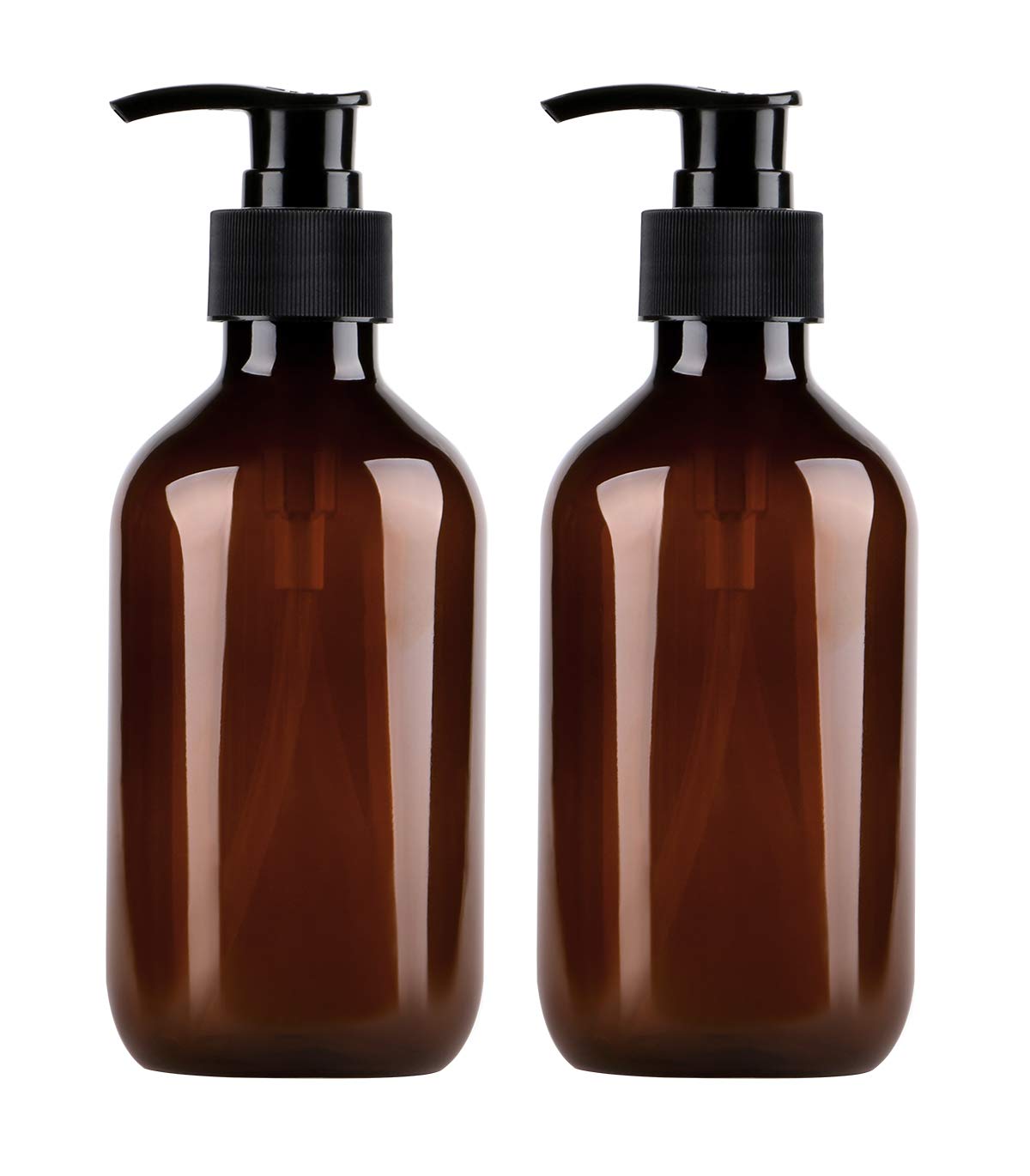 Plastic Soap Dispenser, Yebeauty Pump Bottle 10oz/300ml Empty Refillable Lotion Pump Dispenser Shampoo Bottles Containers with Pump Multipurpose for Cosmetic Kitchen Bathroom, 2-Pack Brown