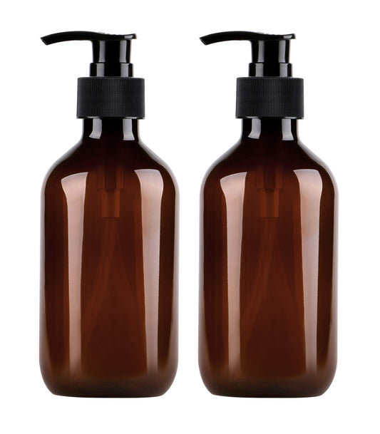 Plastic Soap Dispenser, Yebeauty Pump Bottle 10oz/300ml Empty Refillable Lotion Pump Dispenser Shampoo Bottles Containers with Pump Multipurpose for Cosmetic Kitchen Bathroom, 2-Pack Brown