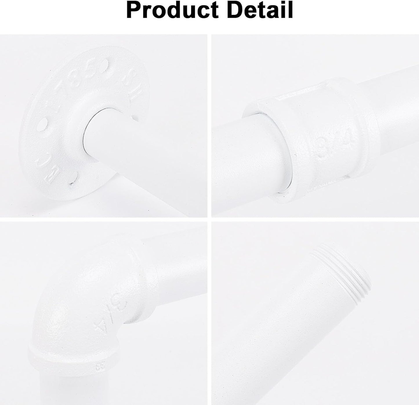 Industrial Iron Pipe Clothes Hanging Bar DIY Wall-Mounted Garment Rack Heavy Duty Clothing Rack for Bedroom, Laundry Room, Closet Storage (White 24 inch)