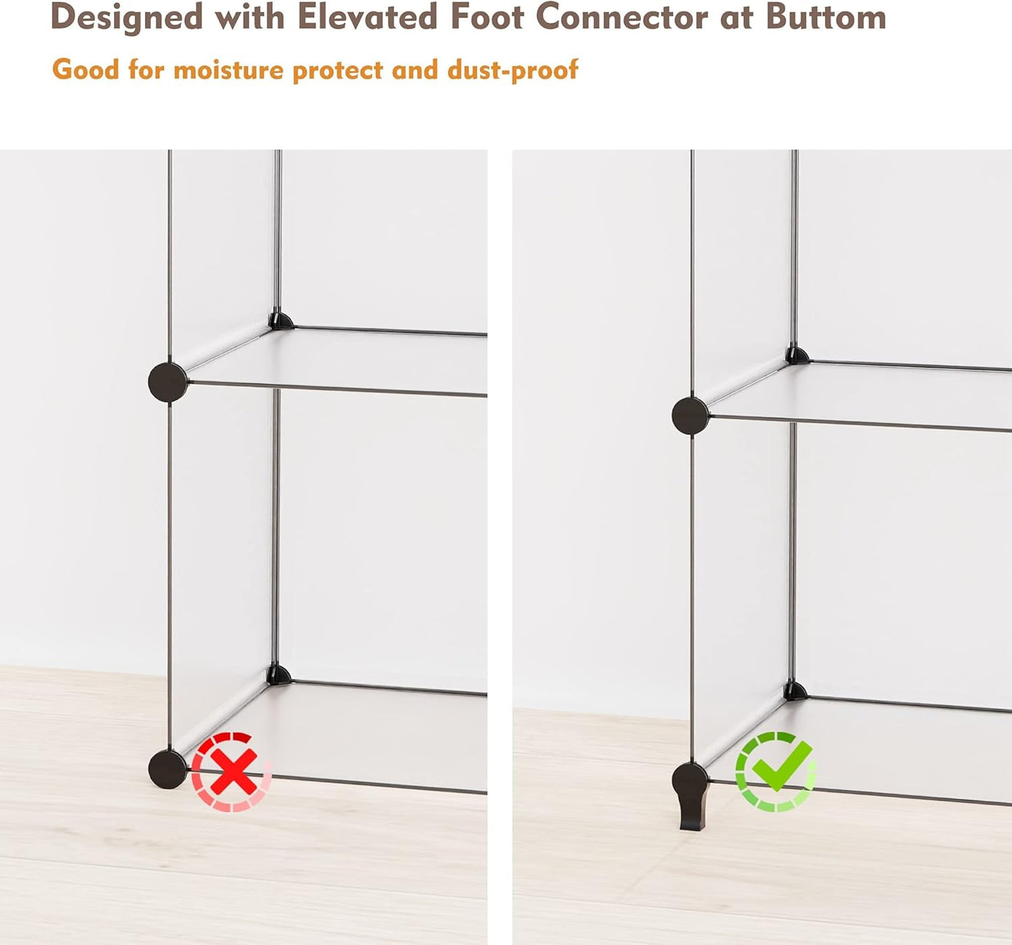 HOMIDEC Closet Organizers and Storage, 9 Cube Storage Organizer, Portable Closet Organizer Storage Cubes Shelves for Clothes, Bedroom, Wardrobe, Kids Room, Bathroom, Transparent