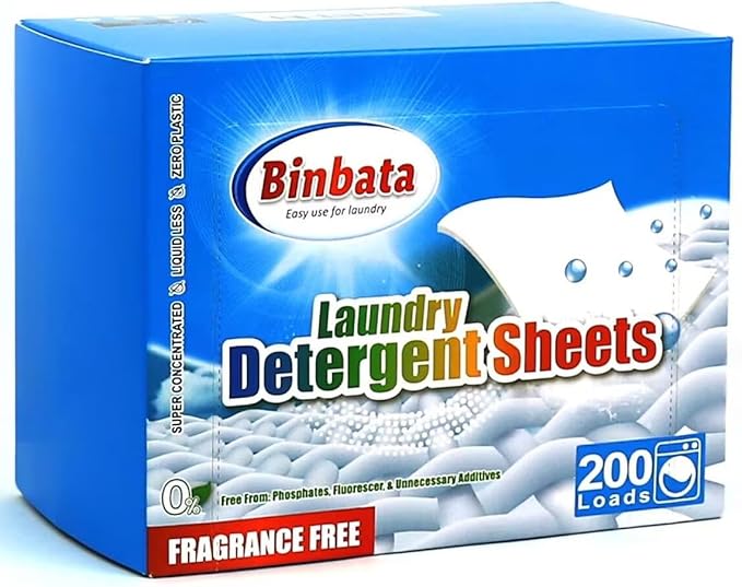 Laundry Detergent Sheets, 200 Count, Fragrance Free, Unscented, Eco-Friendly, Hypoallergenic, Biodegradable, Plastic Free, Liquidless, Suitable for Sensitive Skin