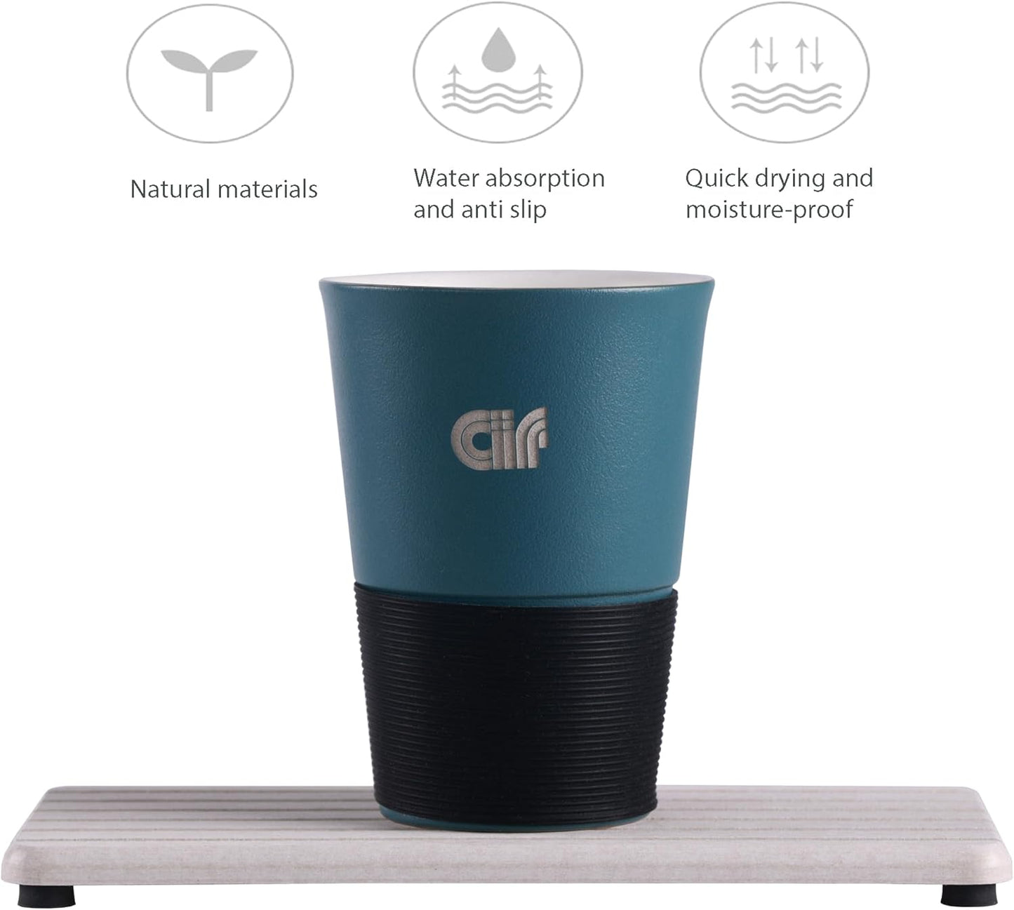 2 PCS Water Absorbent Diatomite Coasters Rectangle, Grooved Design, Water Absorbing Stone Used for Hand Soaps & Plants & toiletries in The Modern Home