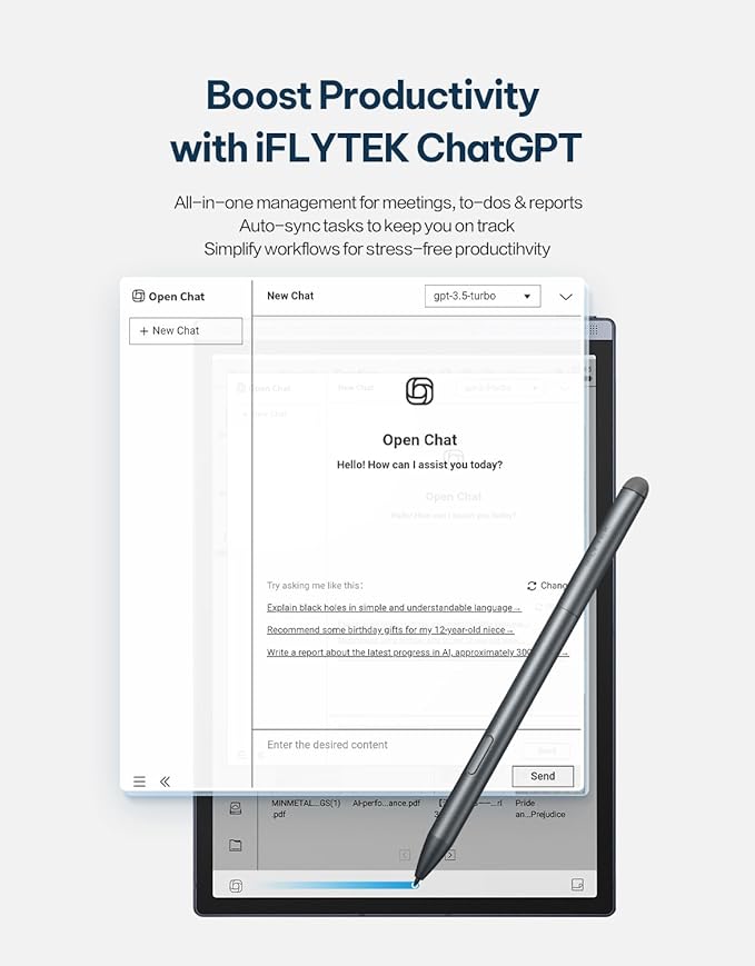 AINOTE Air 2 Bundle, 8.2" AI E Ink Tablet, Smart Paper Note-Taking Tablet with Stylus & Adjustable Light, ChatGPT-Powered Multi-Language Transcription, Meeting Minutes Schedule Management