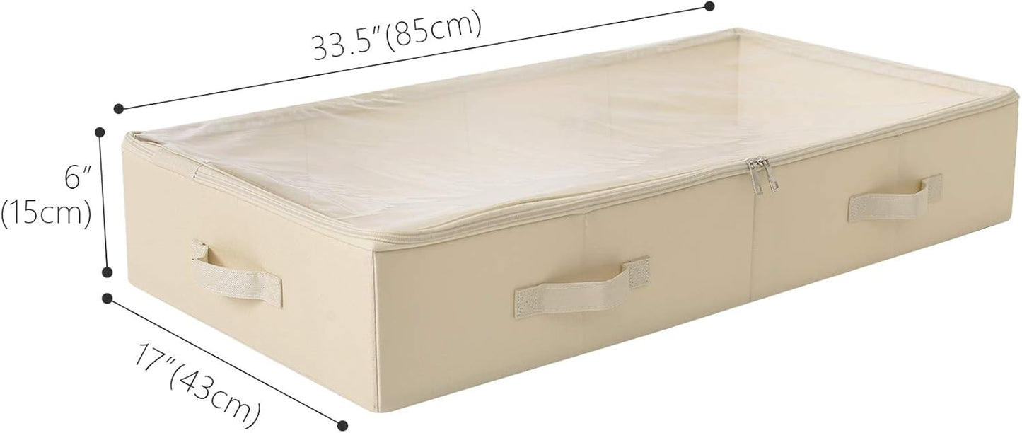 iwill CREATE PRO 31.5"(85cm) Length Spacious Visible Lidded Under Bed Storage Bins for Shoes, Blankets, Toys Organization Containers, Wedding Dress Storage Box, Beige