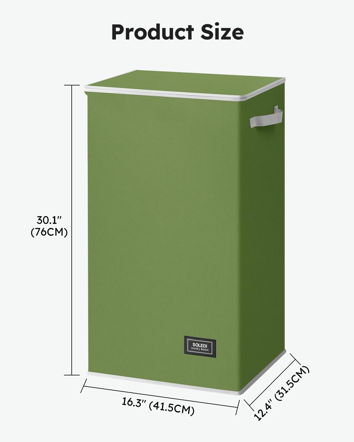 SOLEDI Laundry Hamper with Lid 100L Large & Tall Collapsible Laundry Basket, Clothes Hamper with Bag Removable Easy to Carry, Dirty Hampers for Bedroom, Bathroom, Dorm, College, Dark Green