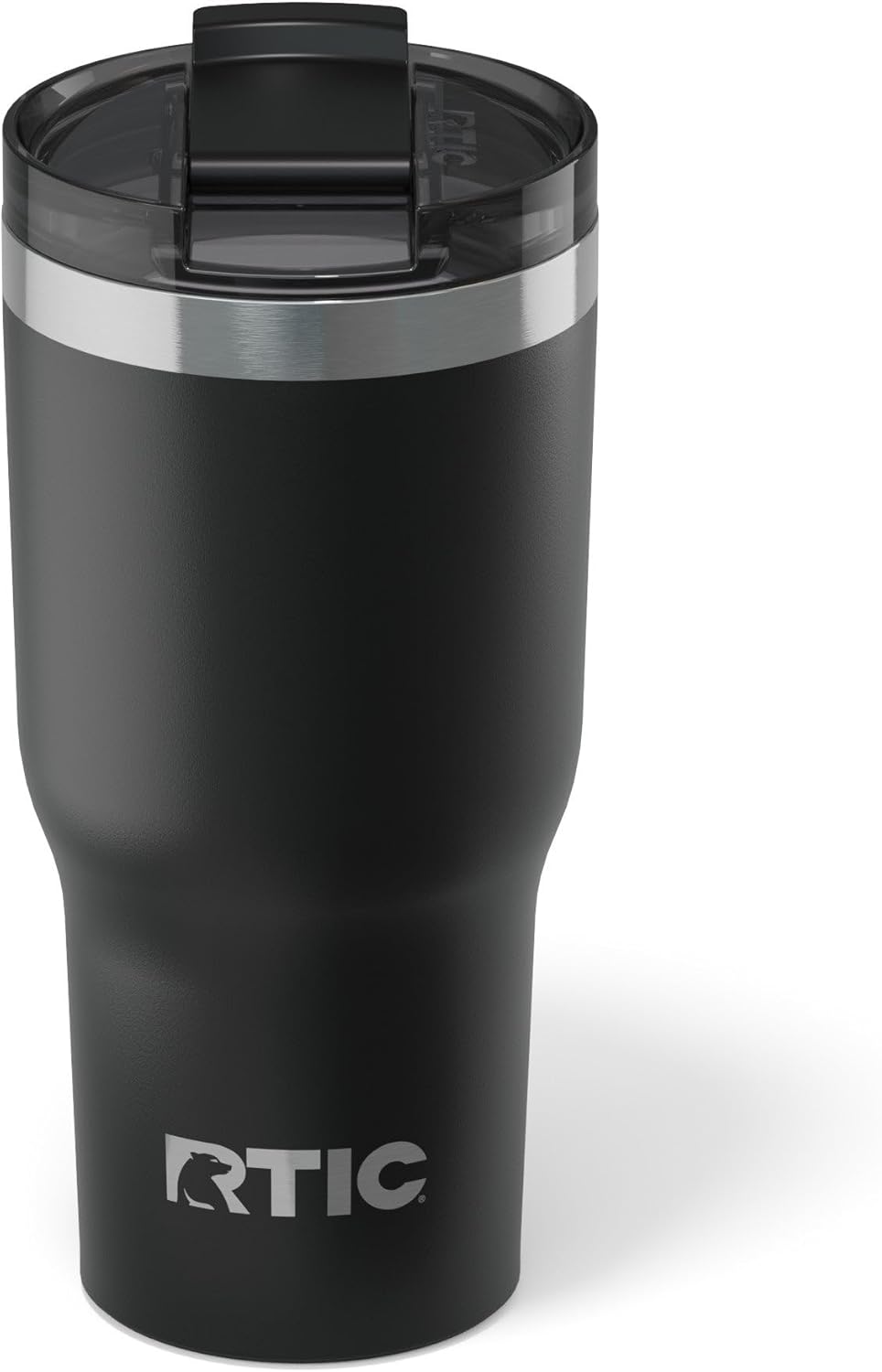 RTIC 20oz Essential Tumbler with Lid, Ceramic Lined, Insulated, Stainless Steel, Metal, Double Wall Vacuum-Insulation, Travel Cup for Iced Coffee, Tea, Hot and Cold Drink, Black