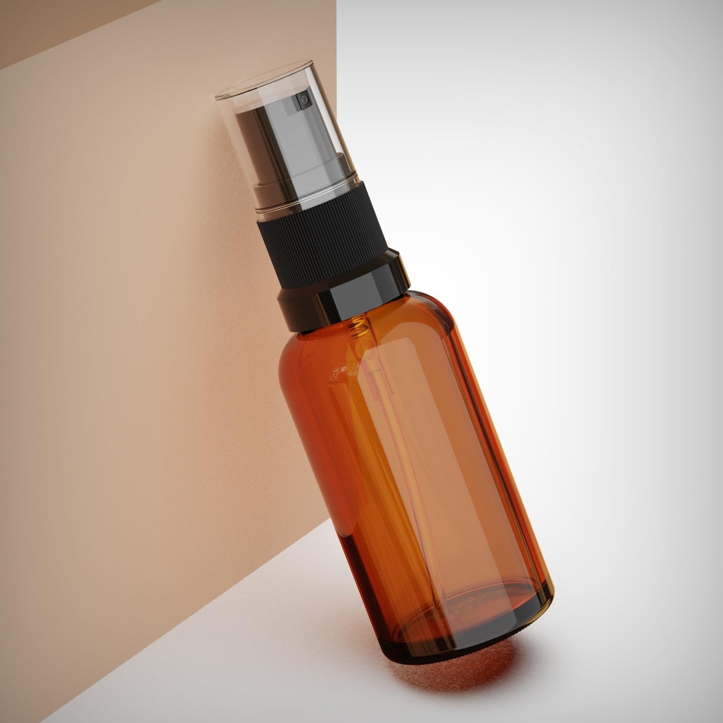 12Pack 1oz Amber Glass Pump Bottles, 30ml with Black Pump, Empty Refillable Travel Small Container For Lotion Cream Essentil Oil Shampoo (1oz)