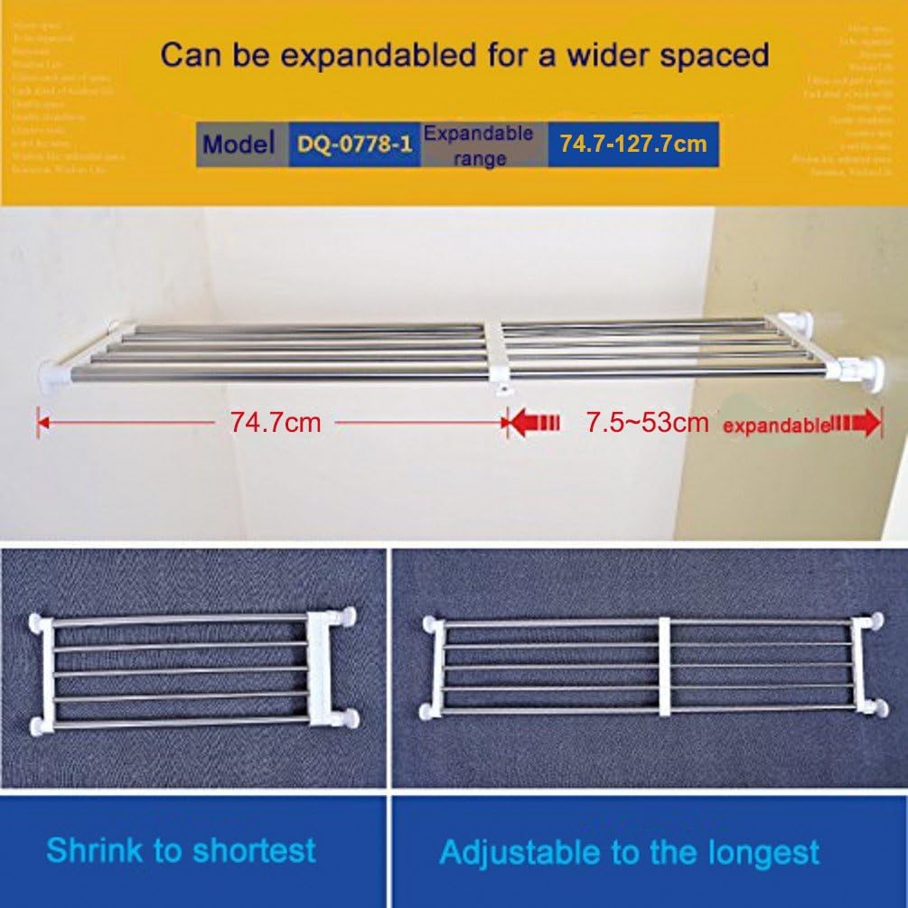 BAOYOUNI Tension Shelf Adjustable Closet Rod Space Saving Wardrobe Clothes Dividers Ivory, 33.07-46.26 Inches