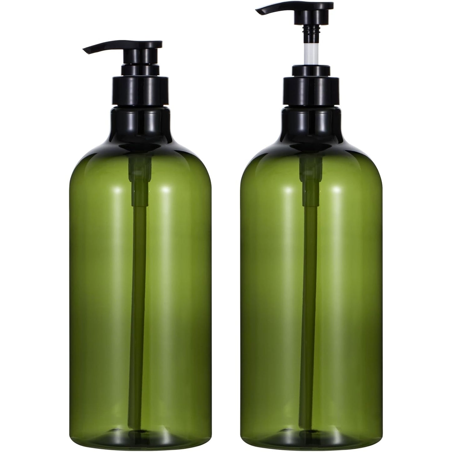 Yebeauty Pump Bottle Dispenser, 33.8oz 1000ml Refillable Shampoo Pump Bottles Empty Plastic Shower Soap Dispenser Large Liquid Containers for Conditioner Body Wash, Bathroom Kitchen, 2 Pack Green