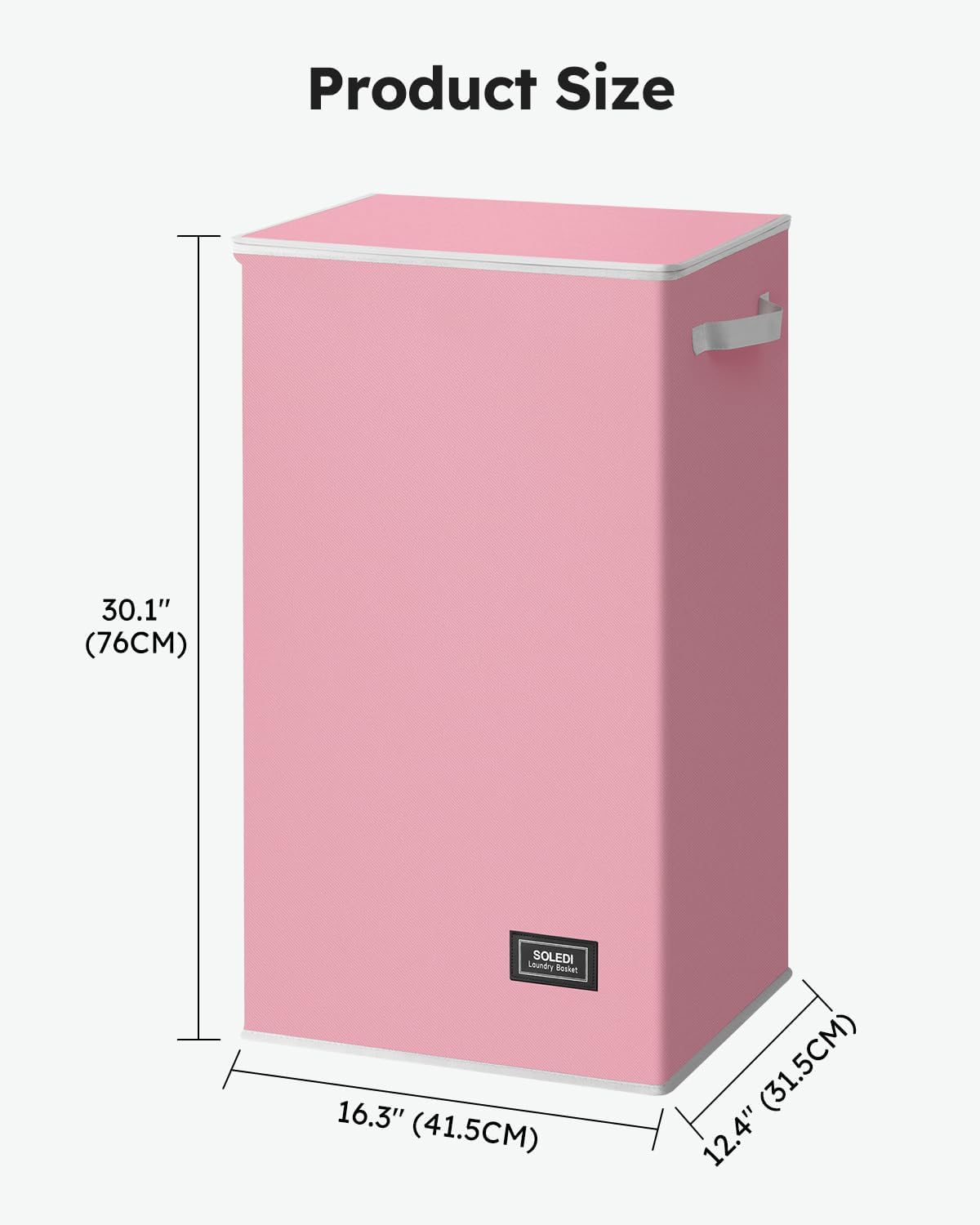 SOLEDI Laundry Hamper with Lid 100L Large & Tall Collapsible Laundry Basket, Clothes Hamper with Bag Removable Easy to Carry, Dirty Hampers for Bedroom, Bathroom, Dorm, College, Pink