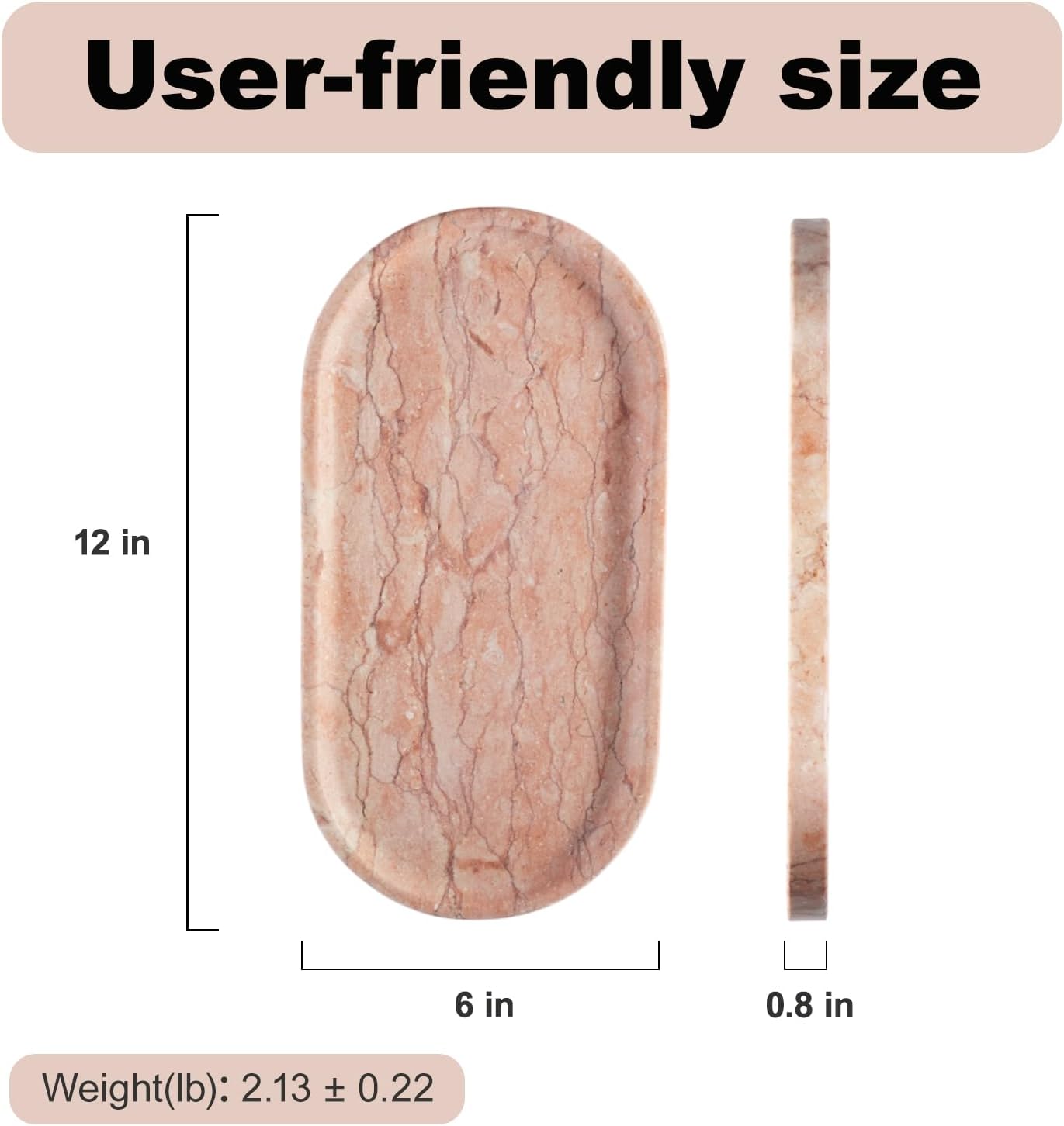 Koville Norway Natural Marble Tray, 12"x6" Vanity Decorative Tray for Countertop Organizer, Catchall for Perfume, Candles, Jewelry Dish