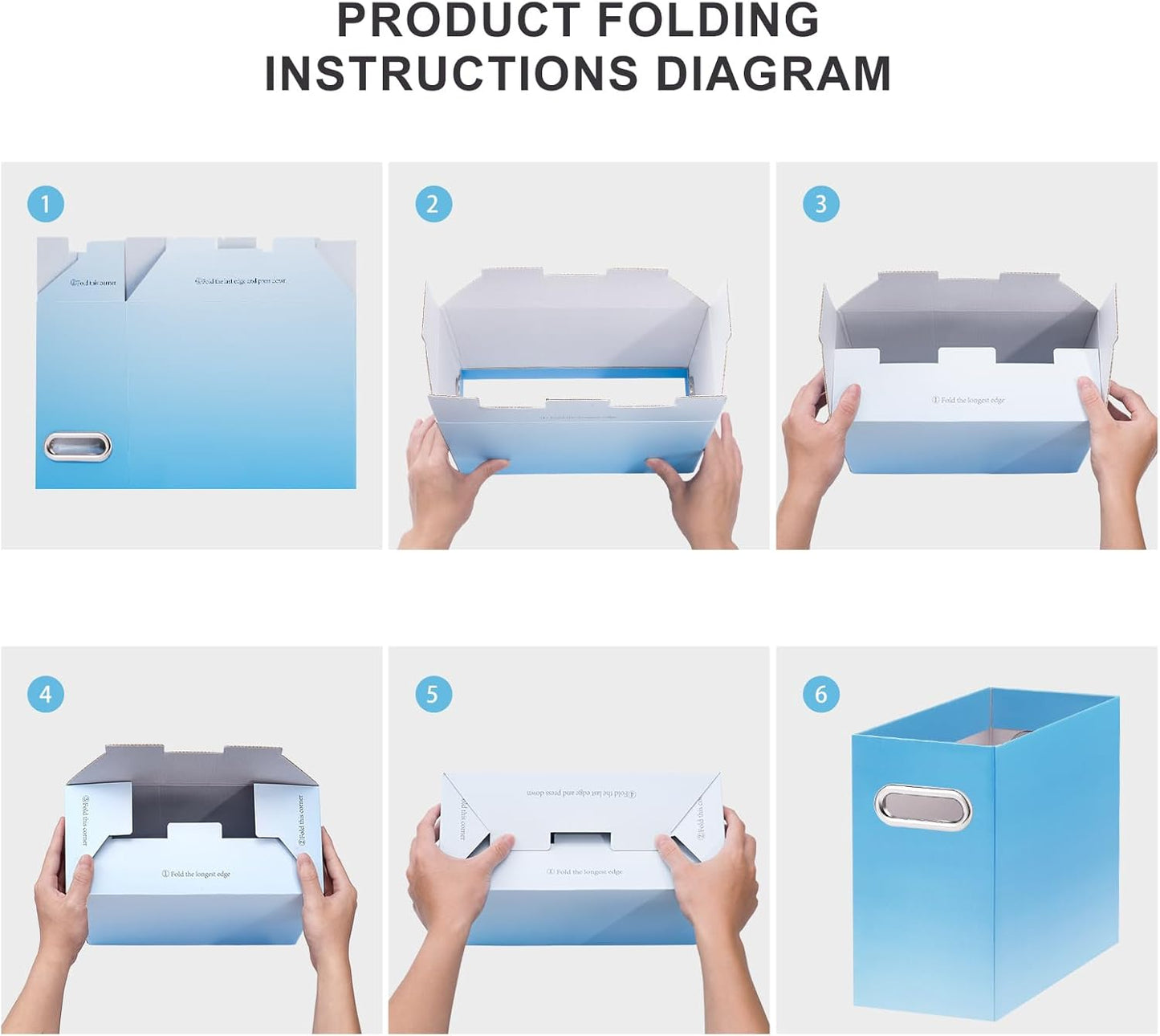 Oterri Cardboard File Organizer Box for Hanging File Folders Letter Size,File Box for Computer Desk,File Cabinet,Working Home,Office,Classroom(Gradient Light Blue, Letter Size - 4 Packs)