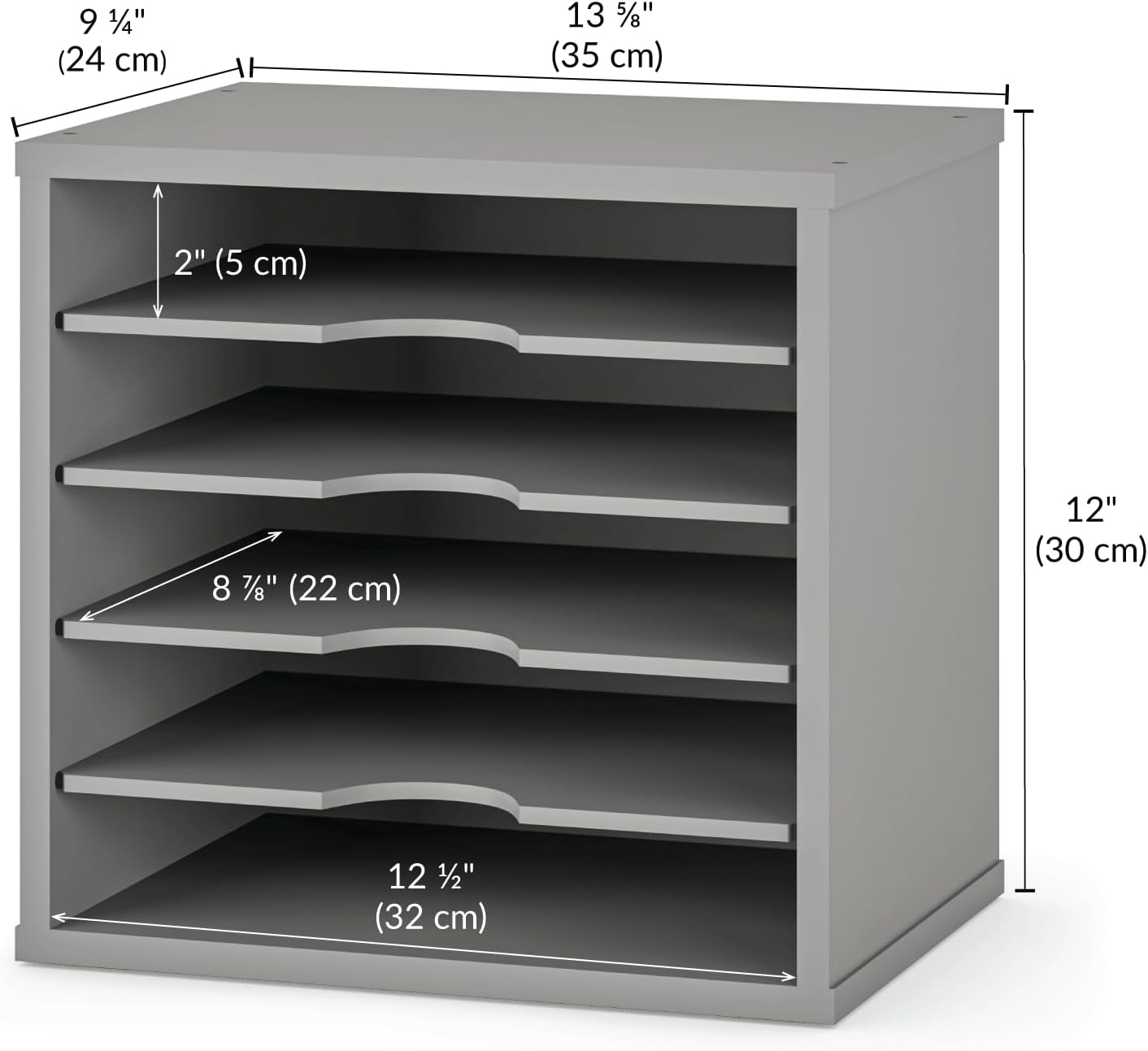 Ballucci File Organizer Paper Sorter, 5 Tier Adjustable Shelves Office Desk Organizer, 13 5/8" x 9 1/4" x 12", Gray