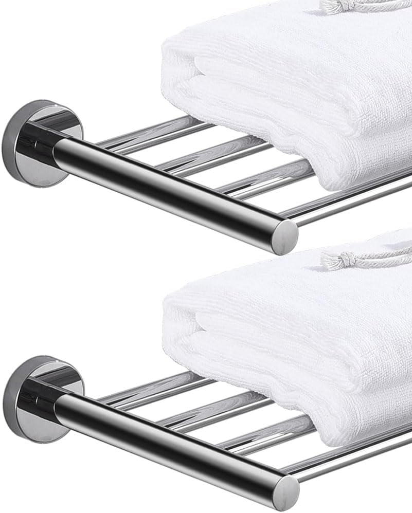 2-Tier Hotel Towel Racks for Bathroom, Wall Mounted Towel Shelf, 30 Inch Bathroom Towel Rack, Polished Chrome