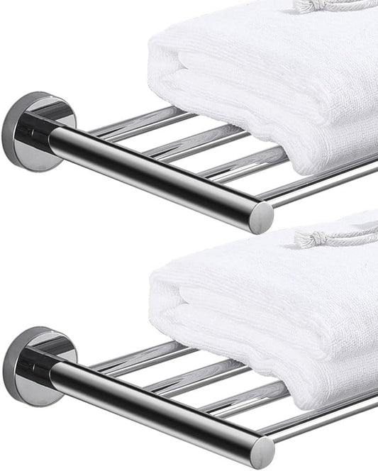 2-Tier Hotel Towel Racks for Bathroom, Wall Mounted Towel Shelf, 30 Inch Bathroom Towel Rack, Polished Chrome