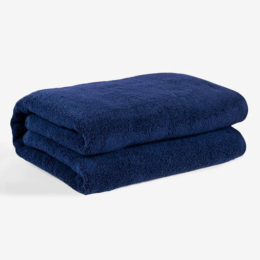 SALBAKOS 100% Turkish Cotton Jumbo Bath Sheet Towel Oversized 40x80 inch | Premium Hotel & Spa Quality, Soft, Absorbent, XL Bath Towels | Made in Turkey (Pack of 1, Navy, Jumbo Bath Sheet)