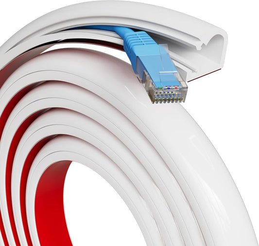 39" Silicone Cord Hider for 1 Cord,Flexible Side-Opening Self-Adhesive Cord Covers for Wires on Wall Mount TV,Easier Setup for Home Office Cable Management Wire Hider,0.54" W x 0.39" H,White